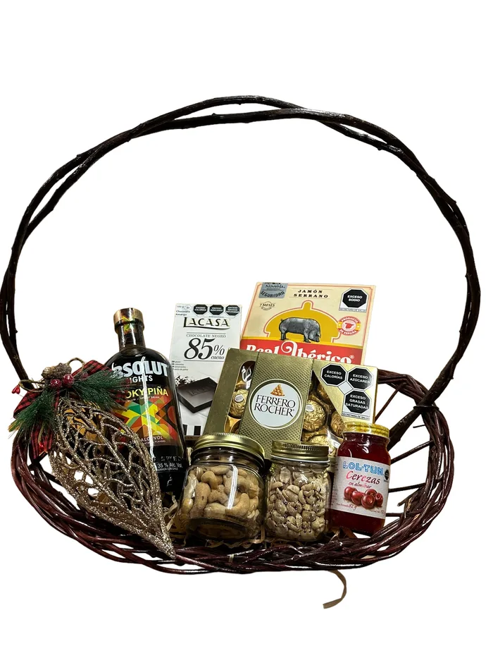 Contenido de canastas navideñas económicas: productos gourmet y bebidas